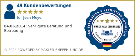 Qualitätssiegel makler-empfehlung.de für Jean Meyer