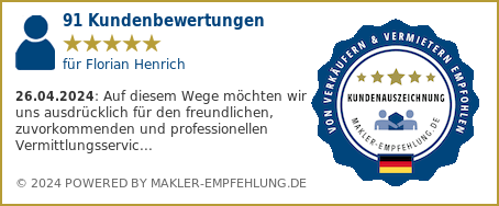Qualitätssiegel makler-empfehlung.de für Florian Henrich