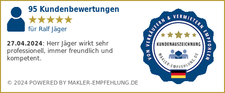 Qualitätssiegel makler-empfehlung.de für Ralf Jäger
