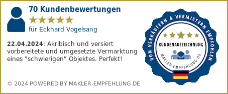 Qualitätssiegel makler-empfehlung.de für Eckhard Vogelsang