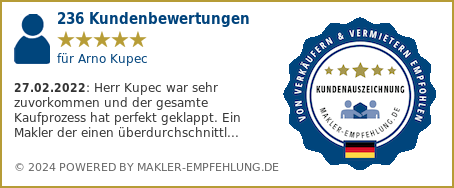 Qualitätssiegel makler-empfehlung.de für Arno Kupec