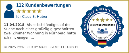 Qualitätssiegel makler-empfehlung.de für Claus E. Huber