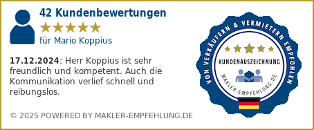 Qualitätssiegel makler-empfehlung.de für Mario Koppius