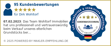 Qualitätssiegel makler-empfehlung.de für Dirk Wohltorf