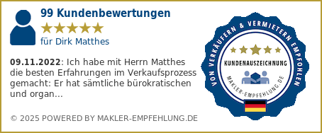 Qualitätssiegel makler-empfehlung.de für Dirk Matthes