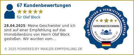 Qualitätssiegel makler-empfehlung.de für Olaf Block