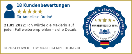 Qualitätssiegel makler-empfehlung.de für Anneliese Dutiné
