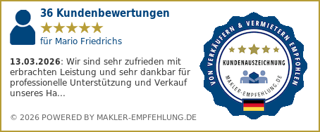 Qualitätssiegel makler-empfehlung.de für Mario Friedrichs