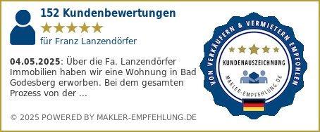 Qualitätssiegel makler-empfehlung.de für Franz Lanzendörfer, Immobilienmakler Bonn