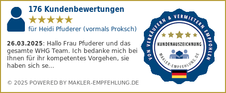 Qualitätssiegel makler-empfehlung.de für Heidi Pfuderer (vormals Proksch)