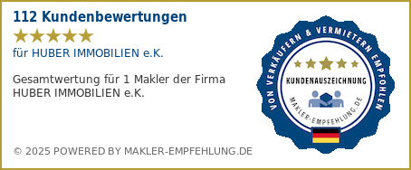 Qualitätssiegel makler-empfehlung.de für HUBER IMMOBILIEN e.K.