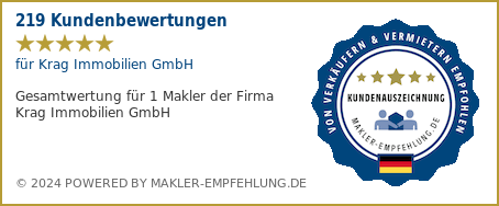 Qualitätssiegel makler-empfehlung.de für Krag Immobilien GmbH