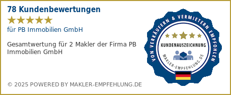 Qualitätssiegel makler-empfehlung.de für PB Immobilien GmbH