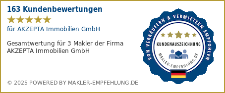 Qualitätssiegel makler-empfehlung.de für AKZEPTA Immobilien GmbH