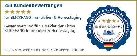 Qualitätssiegel makler-empfehlung.de für BLICKFANG Immobilien