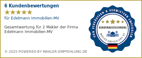 Qualitätssiegel makler-empfehlung.de für Edelmann Immobilien-MV