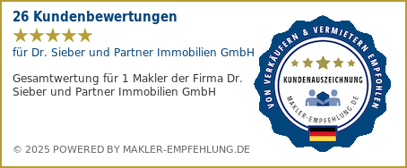 Qualitätssiegel makler-empfehlung.de für Dr. Sieber und Partner Immobilien GmbH