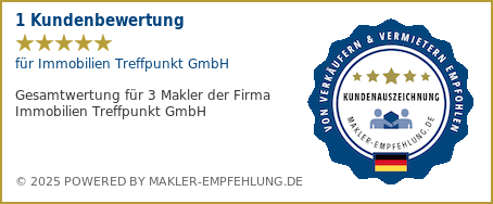 Qualitätssiegel makler-empfehlung.de für Immobilien Treffpunkt GmbH