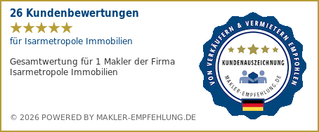 Qualit�tssiegel makler-empfehlung.de f�r Isarmetropole Immobilien