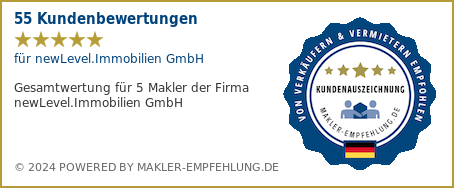 Qualitätssiegel makler-empfehlung.de für newLevel.Immobilien GmbH